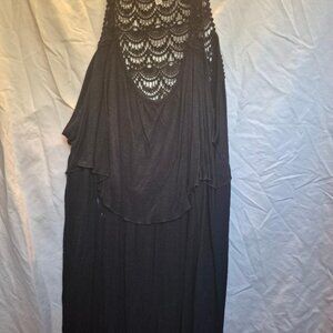 Eyeshadow Lace crochet back layered black dress tunic top plus size 2x